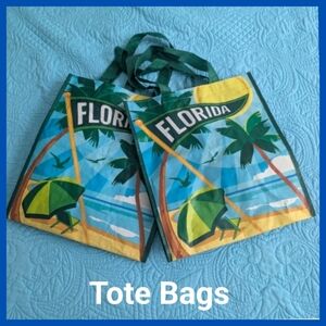 2 Florida Tote Bags Beach Bags Grocery